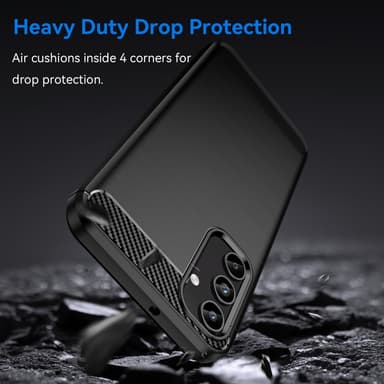SKALO Samsung A15 5G Armor Carbon Iskunkestävä TPU suojakuori - Musta