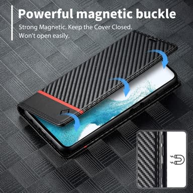SKALO Samsung A15 4G LC.IMEEKE Carbon Fiber Lompakkokotelo PU-nahkaa - Musta