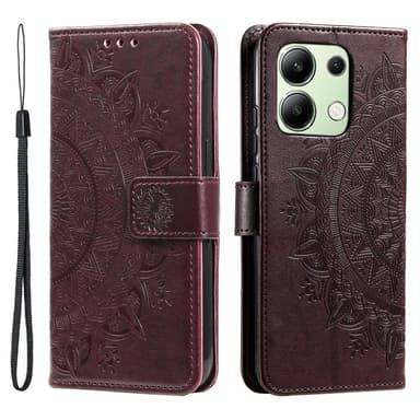 SKALO Xiaomi Redmi Note 13 4G Mandala lompakkokotelo - Ruskea