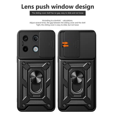SKALO Xiaomi Redmi Note 13 Pro 5G Armor hybridi metallirengas kameran liukusäädin - Musta