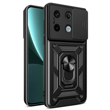 SKALO Xiaomi Redmi Note 13 Pro 5G Armor hybridi metallirengas kameran liukusäädin - Musta