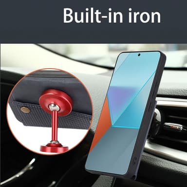 SKALO Xiaomi Redmi Note 13 Pro 5G PU-nahkainen Suojakuori Lompakolla - Musta