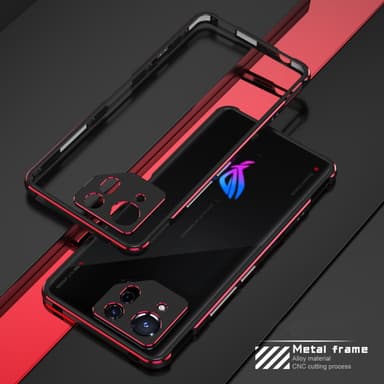 SKALO Asus ROG Phone 8 5G Premium metallikotelo/kehys jossa on kamerasuojaus - Musta