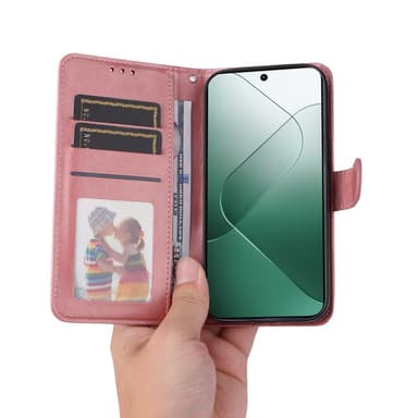 SKALO Xiaomi 14 5G PU-nahkainen Lompakkokotelo - Pinkki