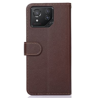 SKALO Asus ROG Phone 8 5G KHAZNEH Litchi Lompakkokotelo PU-nahasta - Ruskea