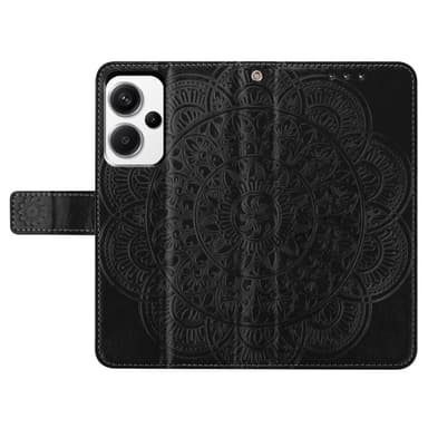 SKALO Xiaomi Redmi Note 13 Pro+ Mandala lompakkokotelo - Musta