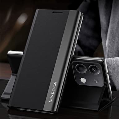 SKALO Xiaomi Redmi Note 13 Pro 5G Ultraslim PU nahkakotelo - Musta