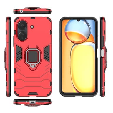 SKALO Xiaomi Redmi 13C 4G Armor Hybridi metallirengas kuori - Punainen