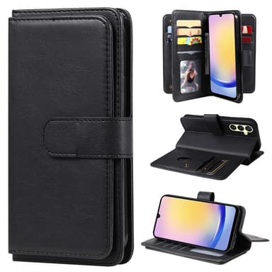 SKALO Samsung A25 5G 10-lokeroa Lompakkokotelo - Musta