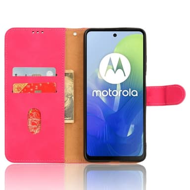 SKALO Motorola Moto G04 Matt PU Nahka lompakkokotelo - Cerise