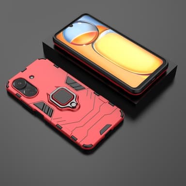 SKALO Xiaomi Redmi 13C 4G Armor Hybridi metallirengas kuori - Punainen