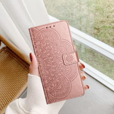 SKALO Xiaomi Redmi Note 13 Pro+ Mandala lompakkokotelo - Ruusukulta