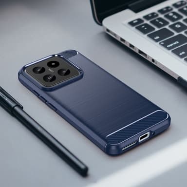 SKALO Xiaomi 14 5G Armor Carbon Iskunkestävä TPU suojakuori - Sininen