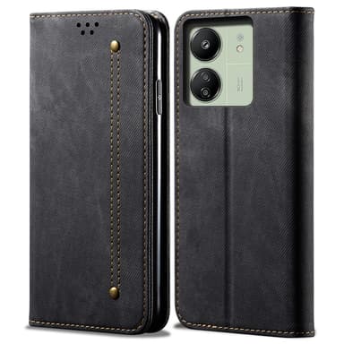 SKALO Xiaomi Redmi 13C 4G Jeans Lompakkokotelo - Musta