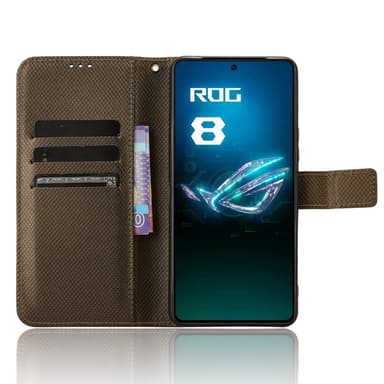 SKALO Asus ROG Phone 8 Pro 5G Premium Mini Rhombus Lompakkokotelo - Ruskea