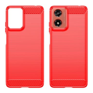 SKALO Motorola Moto G04 Armor Carbon Iskunkestävä TPU suojakuori - Punainen
