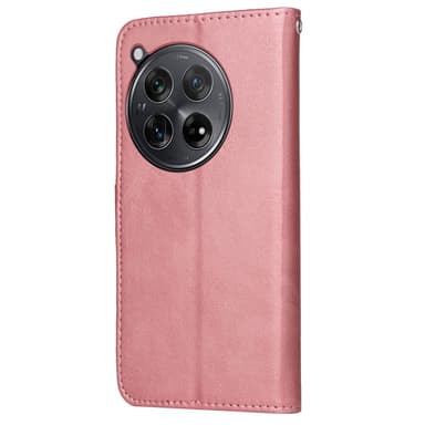 SKALO OnePlus 12R 5G PU-nahkainen Lompakkokotelo - Pinkki