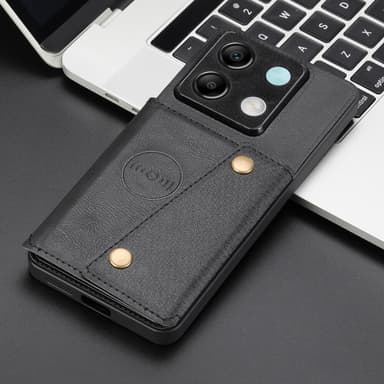SKALO Xiaomi Redmi Note 13 Pro 5G PU-nahkainen Suojakuori Lompakolla - Musta