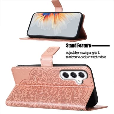 SKALO Samsung A15 5G Mandala lompakkokotelo - Ruusukulta