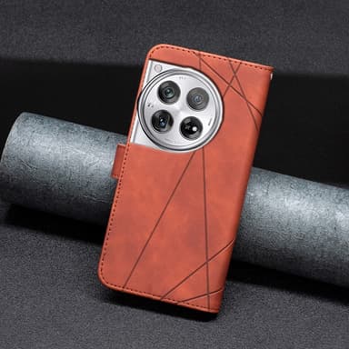 OnePlus 12 5G BINFEN COLOR Kohokuvioitu Lompakkokotelo - Ruskea