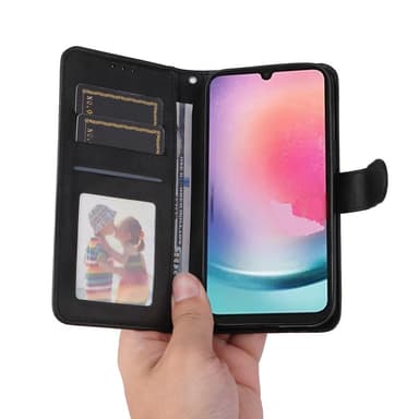 SKALO Samsung A25 5G PU-nahkainen Lompakkokotelo - Musta