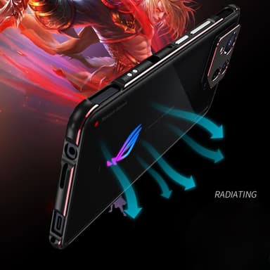 SKALO Asus ROG Phone 8 5G Premium metallikotelo/kehys jossa on kamerasuojaus - Musta