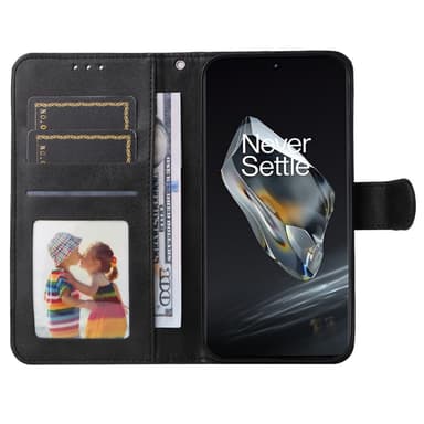 SKALO OnePlus 12 5G PU-nahkainen Lompakkokotelo - Musta