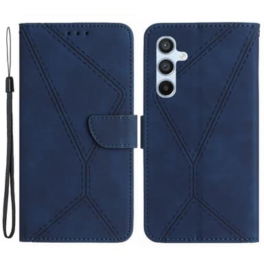 SKALO Samsung A15 4G Kohokuvioitu PU Nahka Lompakkokotelo - Sininen