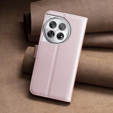 OnePlus 12 5G BINFEN COLOR Kohokuvioitu Lompakkokotelo - Ruusukulta