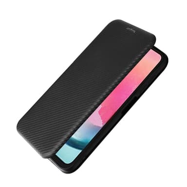 SKALO Samsung A25 5G Carbon Fiber Lompakkokotelo - Musta