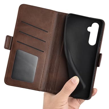 SKALO Samsung A25 5G Premium Wallet Lompakkokotelo - Ruskea