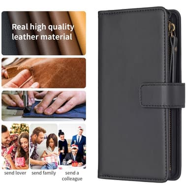 SKALO Xiaomi Redmi Note 13 Pro 5G Big Wallet 11-lokeroa Lompakkokotelo - Musta