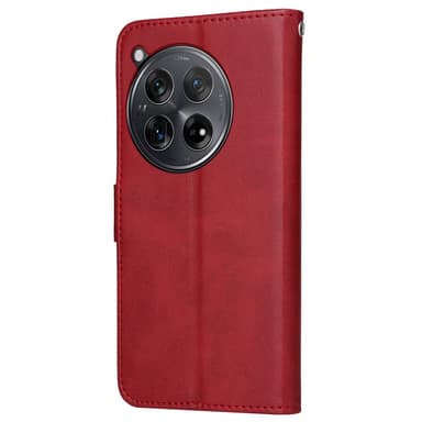 SKALO OnePlus 12R 5G PU-nahkainen Lompakkokotelo - Punainen