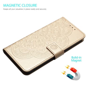 SKALO Xiaomi Redmi Note 13 Pro+ Mandala lompakkokotelo - Kulta