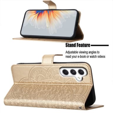 SKALO Samsung A15 5G Mandala lompakkokotelo - Kulta