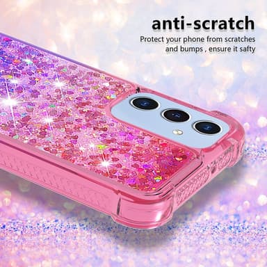 SKALO Samsung A15 5G Juoksuhiekka Glitter Sydämet TPU kuori - Pinkki-Violetti