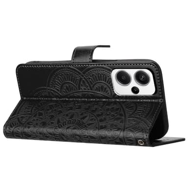 SKALO Xiaomi Redmi Note 13 Pro+ Mandala lompakkokotelo - Musta