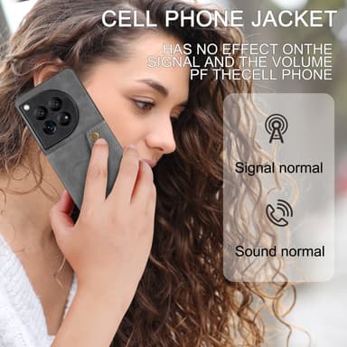 SKALO OnePlus 12 5G PU-nahkainen Suojakuori Lompakolla - Harmaa