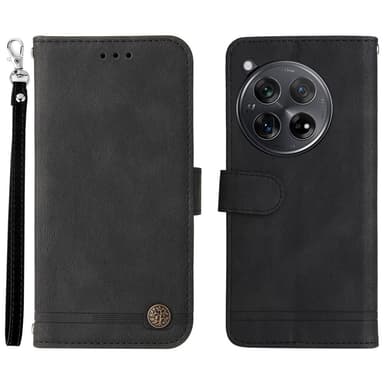 SKALO OnePlus 12R 5G Lompakkokotelo PU-nahkaa - Musta