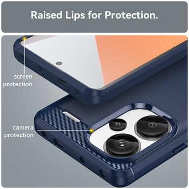 SKALO Xiaomi Redmi Note 13 Pro+ Armor Carbon Iskunkestävä TPU suojakuori - Sininen