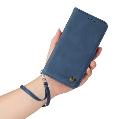 SKALO OnePlus 12R 5G Lompakkokotelo PU-nahkaa - Sininen