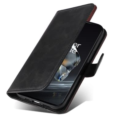 SKALO OnePlus 12 5G PU-nahkainen Lompakkokotelo - Musta