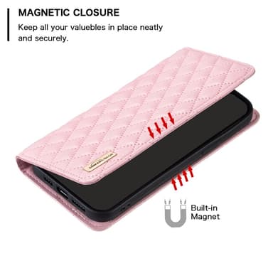 SKALO Samsung A15 4G BINFEN COLOR Iso Tikattu Lompakkokotelo - Pinkki
