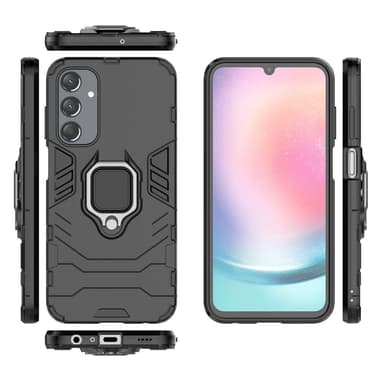 SKALO Samsung A25 5G Armor Hybridi metallirengas kuori - Musta