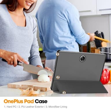 OnePlus Padille Tri-fold Stand Wake/Sleep Cover Tablet-kotelo - Harmaa
