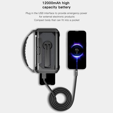 käsikampi Radio 12000mAh Power Bank Akku taskulamppu Aurinkolataus