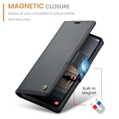 CASEME Retro Lompakkokotelo Samsung Galaxy S23 FE - Musta