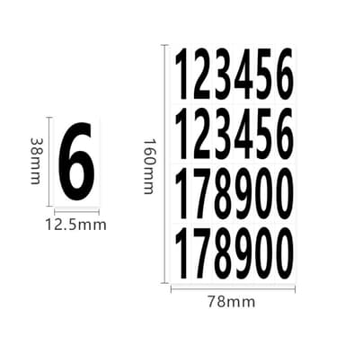 2 arkkia 1,25 x 3,8 cm numeeriset tarratarrat Numerot
