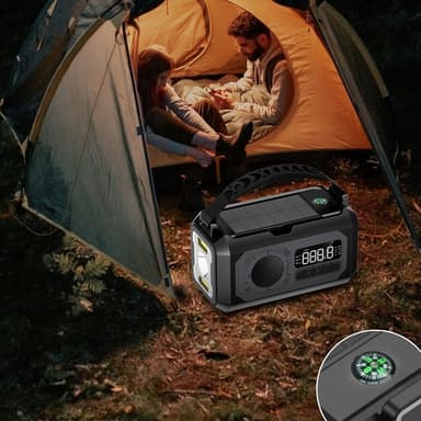 käsikampi Radio 12000mAh Power Bank Akku taskulamppu Aurinkolataus