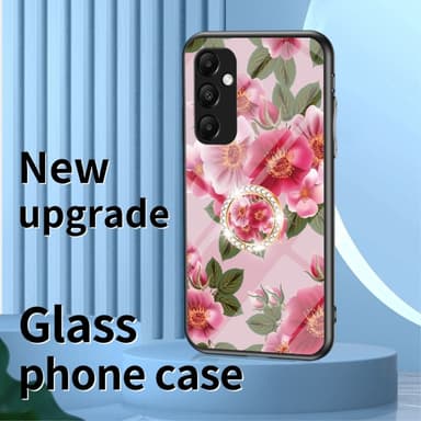 Samsung Galaxy A35 5G:lle Karkaistu lasikuori rengaskannatinpuhelin kansi - Glamoröösi Pioni